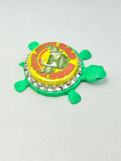 Bad Frog Malt Liquor - Bottle Cap Magnet Turtle Shell Shocked Art