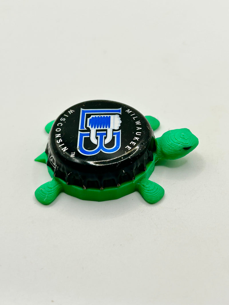 Lakefront Brewery (Blue Text) - Bottle Cap Magnet Turtle Shell Shocked Art