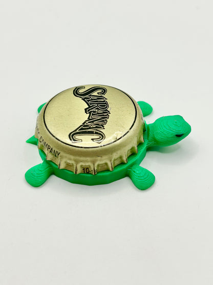 Saranac (Black Text) - Bottle Cap Magnet Turtle Shell Shocked Art