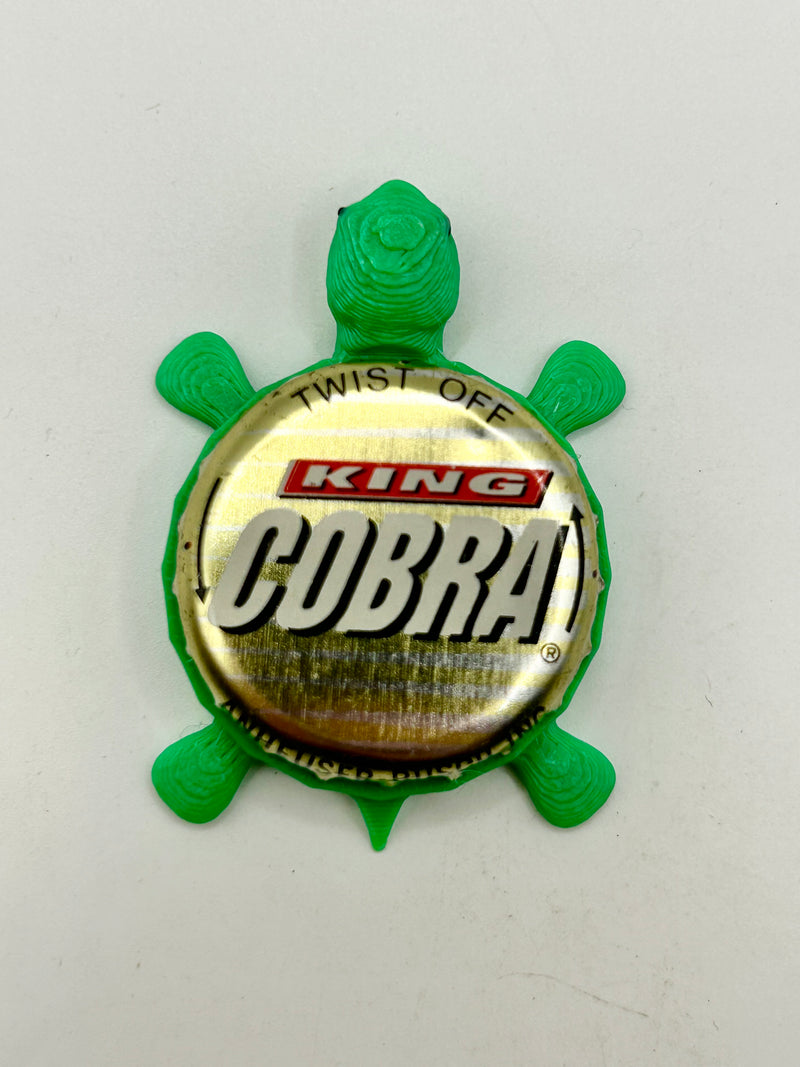 King Cobra Malt Liquor - Bottle Cap Magnet Turtle Shell Shocked Art