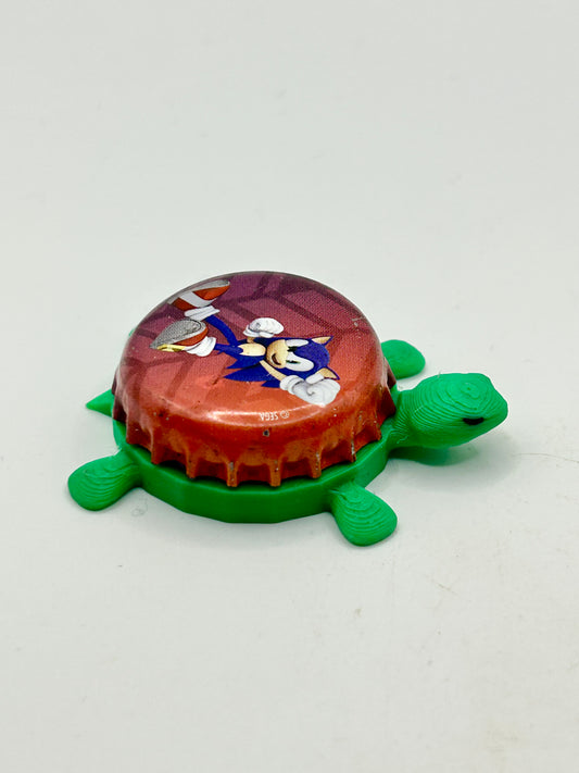 Sonic Leaping - Bottle Cap Magnet Turtle Shell Shocked Art