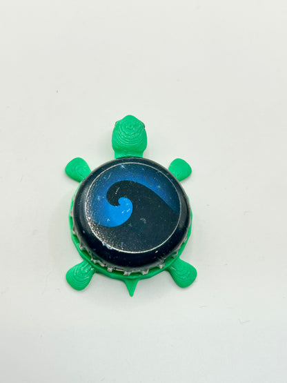 Beach Haus (Blue & Black) - Bottle Cap Magnet Turtle Shell Shocked Art