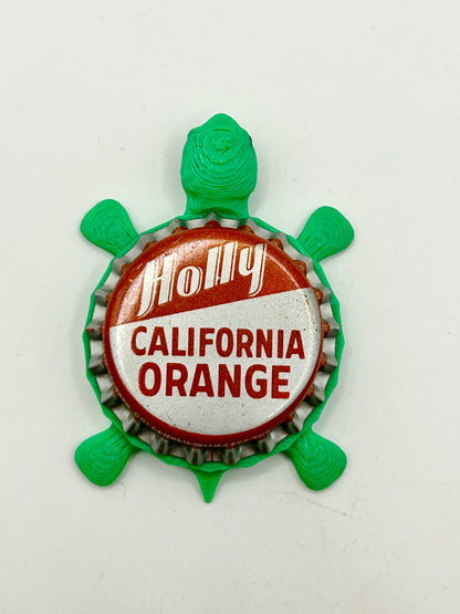 Holly California Orange Soda - Bottle Cap Magnet Turtle Shell Shocked Art