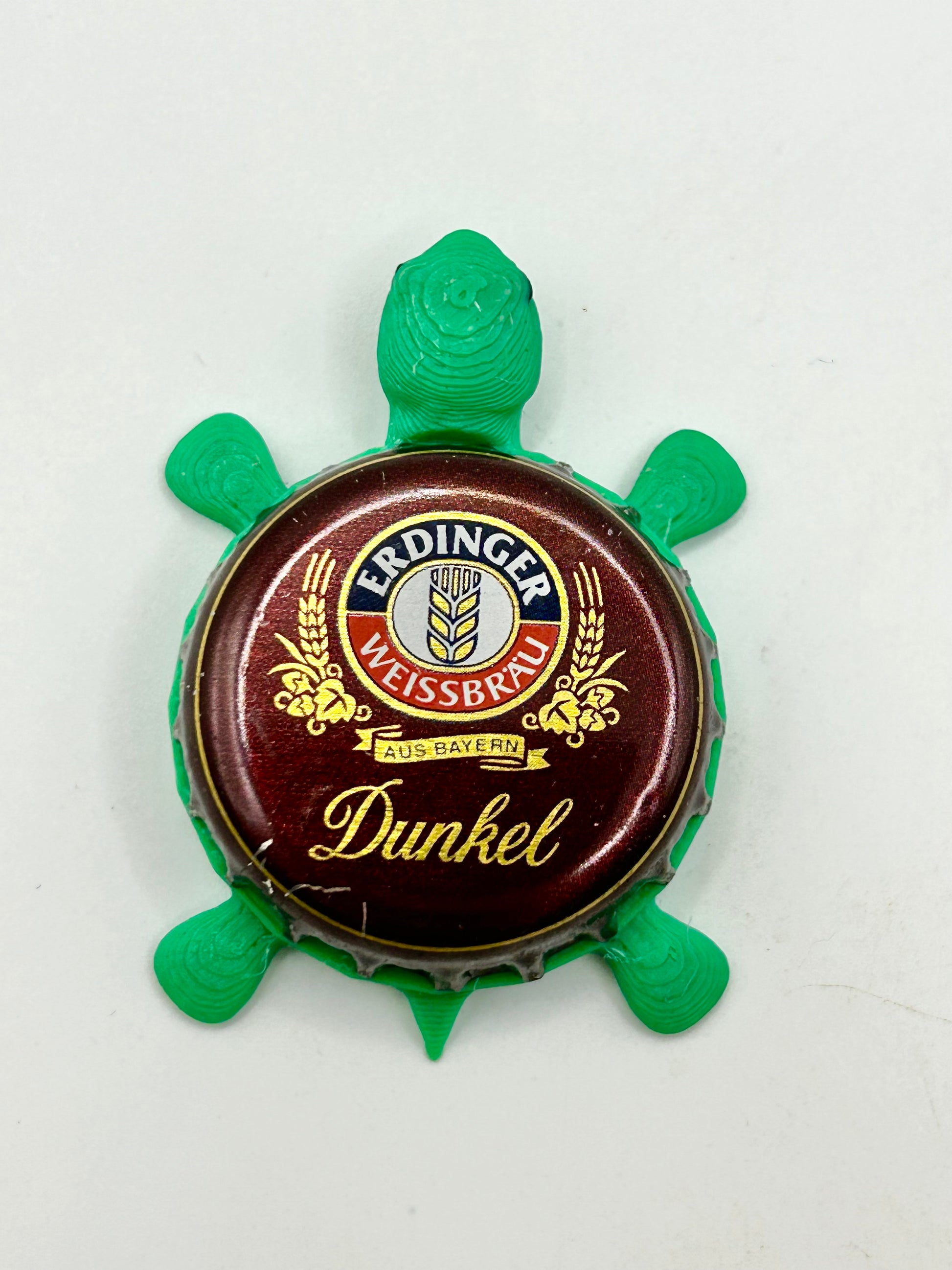 Erdinger Dunkel - Bottle Cap Magnet Turtle Shell Shocked Art