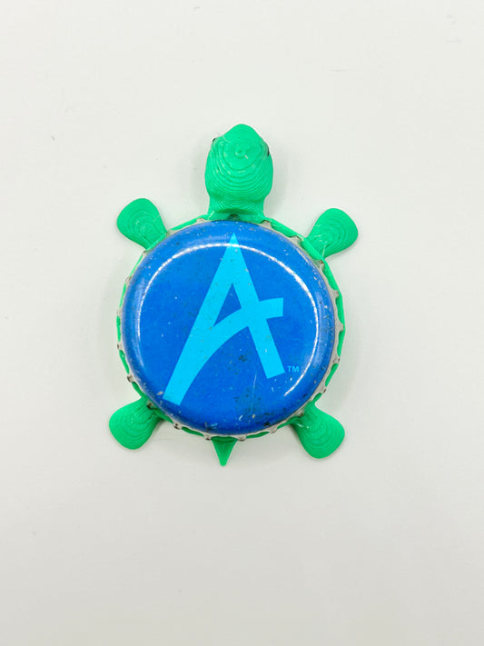 Aquarius (Blue A) - Bottle Cap Magnet Turtle