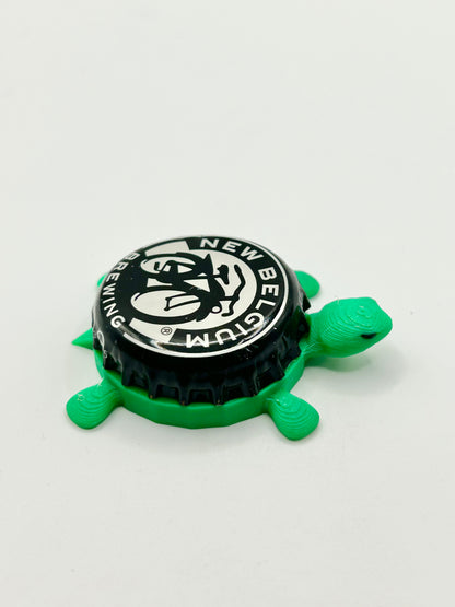 New Belgium Brewing (Black) - Bottle Cap Magnet Turtle Shell Shocked Art
