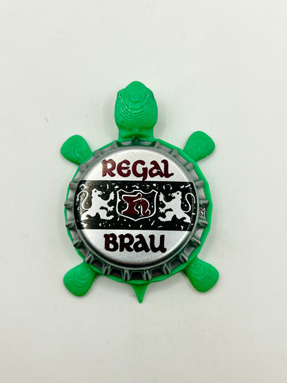 Regal Brau - Joseph Huber Brewing - Bottle Cap Magnet Turtle Shell Shocked Art