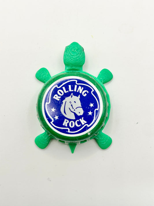Rolling Rock (Green Trim) - Bottle Cap Magnet Turtle