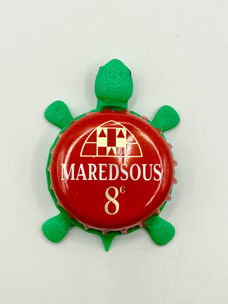 Maredsous 8 Beer (Red) - Bottle Cap Magnet Turtle Shell Shocked Art