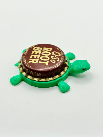 O-So Root Beer - Bottle Cap Magnet Turtle Shell Shocked Art