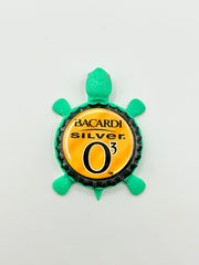 Bacardi Silver O3 - Bottle Cap Magnet Turtle Shell Shocked Art