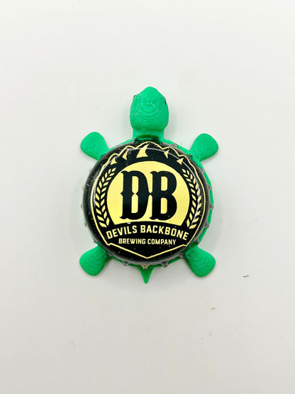 Devils Backbone Brewing (Black) - Bottle Cap Magnet Turtle Shell Shocked Art