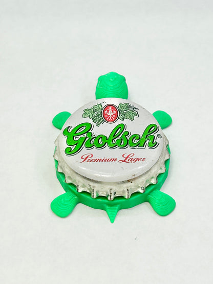 Grolsch Premium Lager - Bottle Cap Magnet Turtle Shell Shocked Art