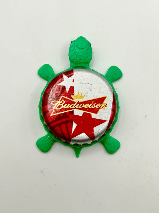 Budweiser Patriotic (Red and White Star) - Bottle Cap Magnet Turtle Shell Shocked Art