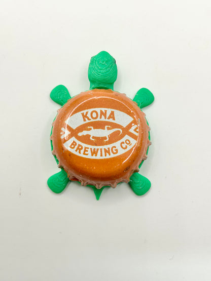 Kona Brewing (Orange) - Bottle Cap Magnet Turtle Shell Shocked Art
