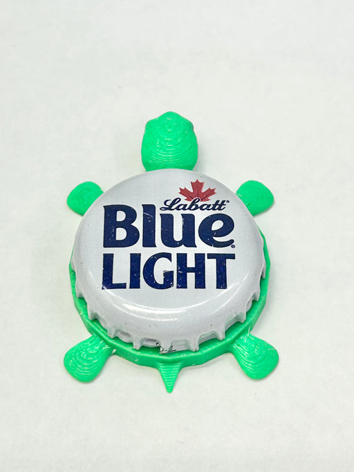 Labatt Blue Light - Bottle Cap Magnet Turtle Shell Shocked Art