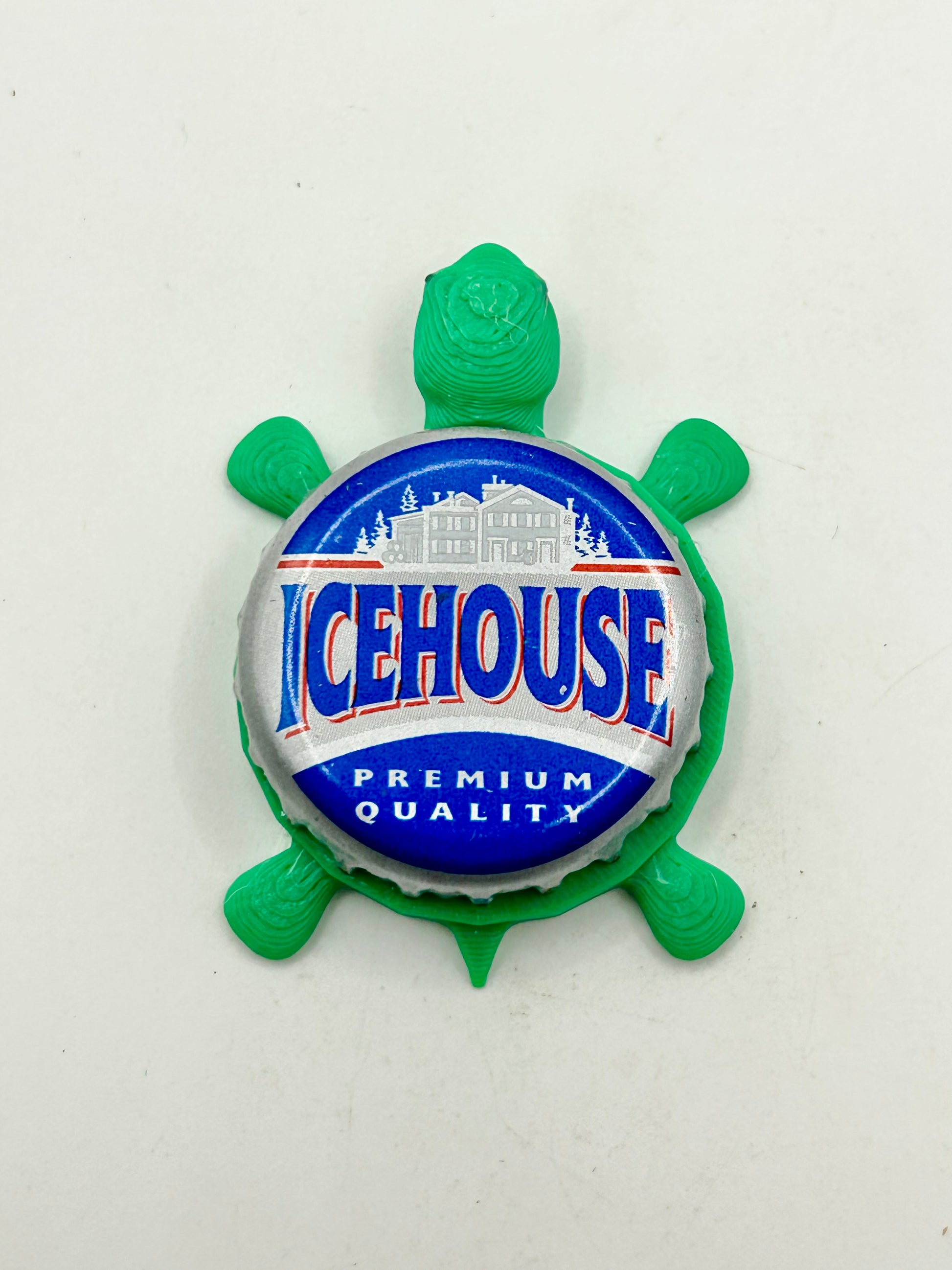 Icehouse Beer - Bottle Cap Magnet Turtle Shell Shocked Art