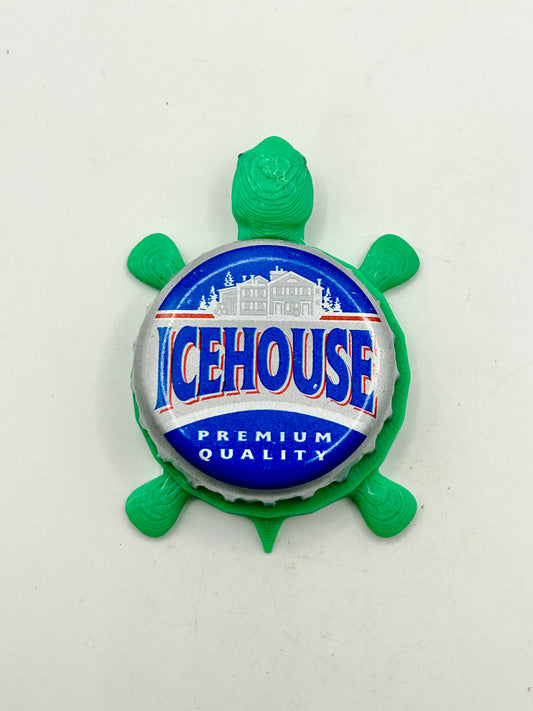 Icehouse Beer - Bottle Cap Magnet Turtle Shell Shocked Art