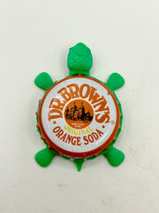 Dr Brown’s Orange Soda - Bottle Cap Magnet Turtle Shell Shocked Art