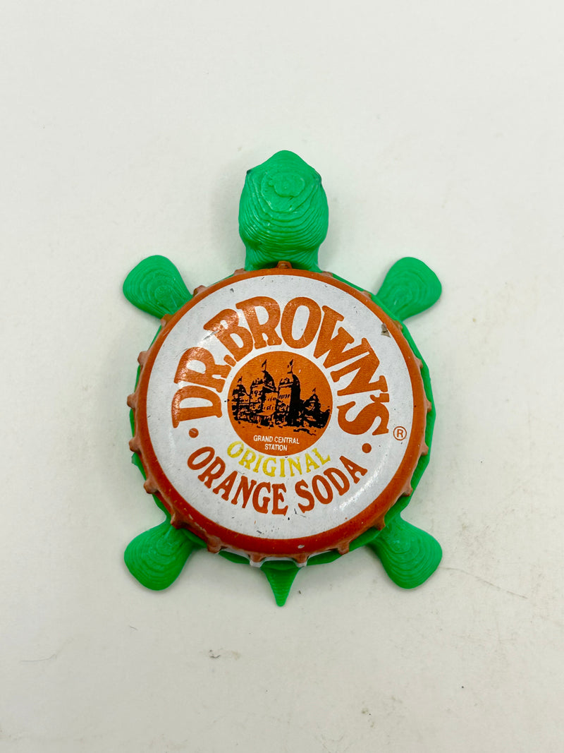 Dr Brown’s Orange Soda - Bottle Cap Magnet Turtle Shell Shocked Art