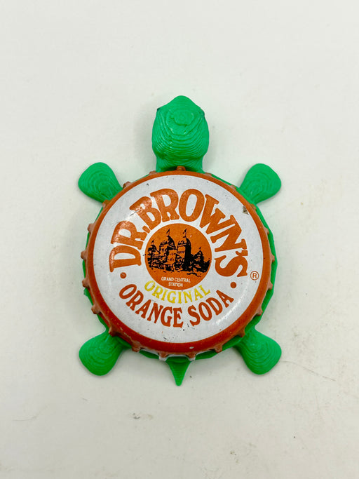 Dr Brown’s Orange Soda - Bottle Cap Magnet Turtle Shell Shocked Art