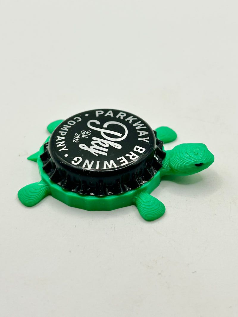 Parkway Brewing - Bottle Cap Magnet Turtle Shell Shocked Art