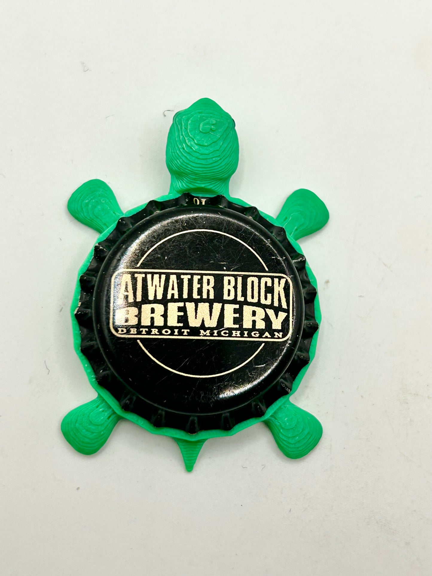 Atwater Block Brewery (Black) - Bottle Cap Magnet Turtle Shell Shocked Art