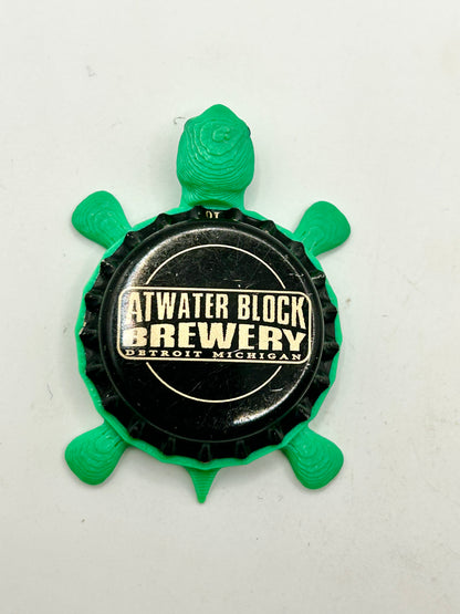 Atwater Block Brewery (Black) - Bottle Cap Magnet Turtle Shell Shocked Art