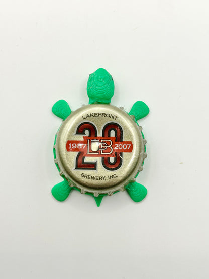 Lakefront Brewery (20 Year Anniversary) - Bottle Cap Magnet Turtle Shell Shocked Art