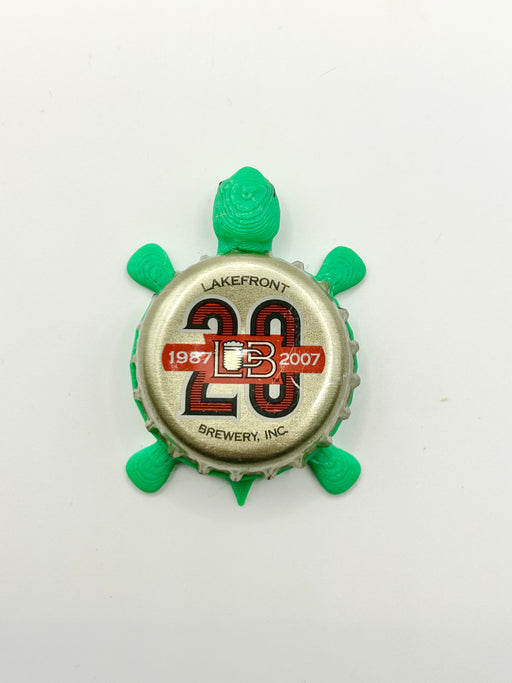Lakefront Brewery (20 Year Anniversary) - Bottle Cap Magnet Turtle Shell Shocked Art