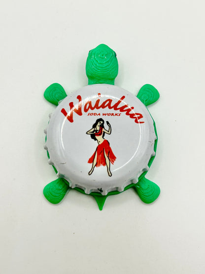 Waialua Soda - Bottle Cap Magnet Turtle Shell Shocked Art