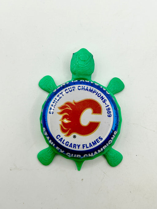Calgary Flames Stanley Cup Champions (1989) - Bottle Cap Magnet Turtle Shell Shocked Art