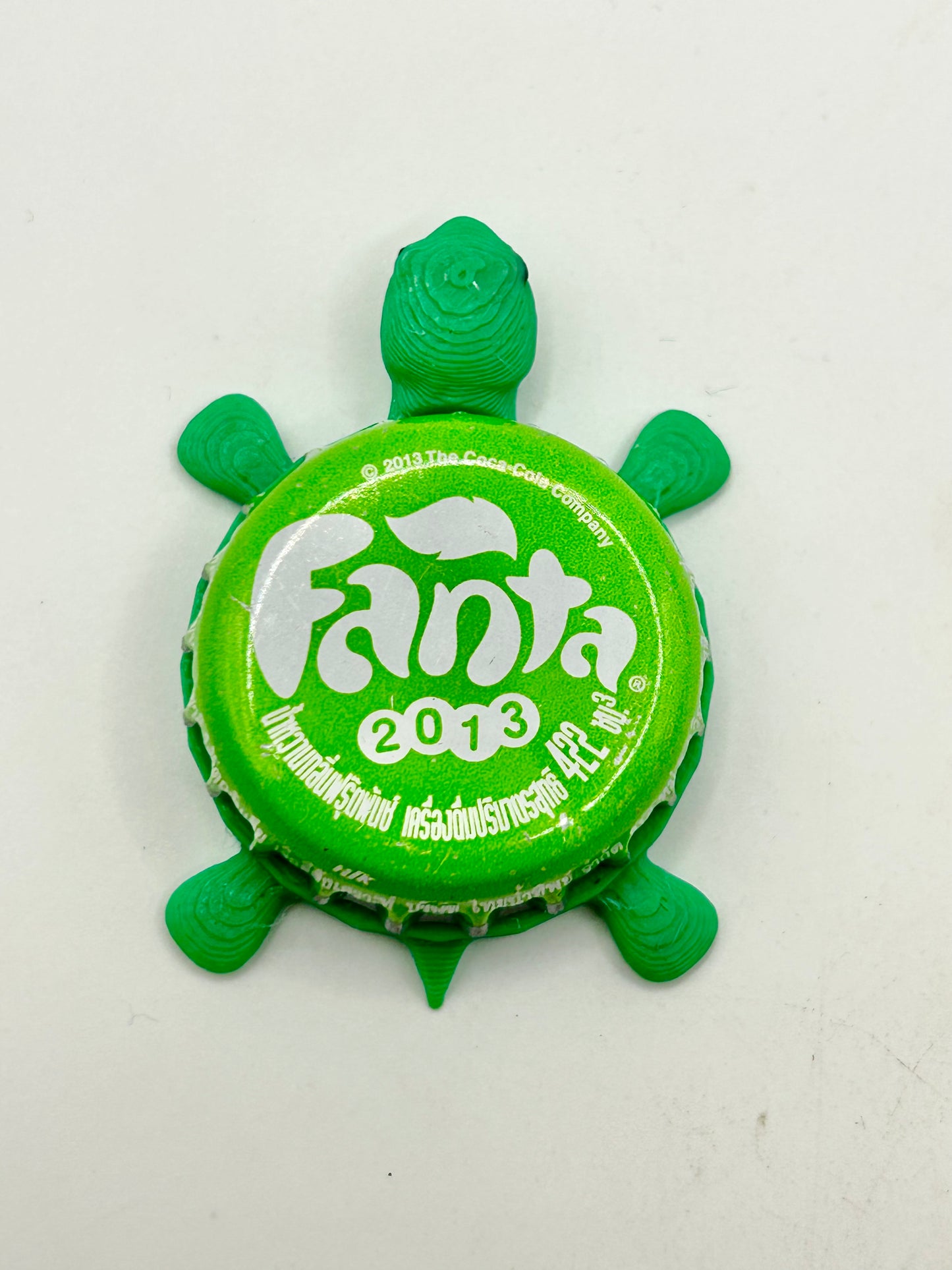 Fanta Lime Green 2013 - Bottle Cap Magnet Turtle Shell Shocked Art