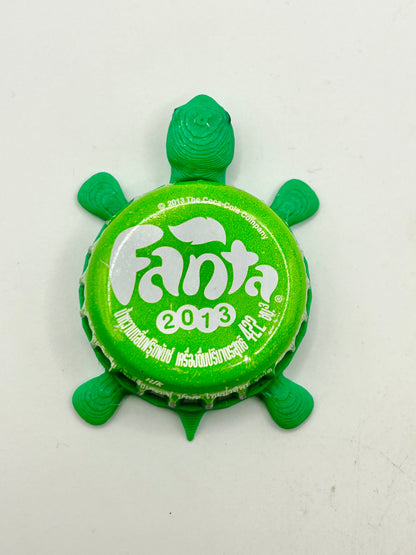 Fanta Lime Green 2013 - Bottle Cap Magnet Turtle Shell Shocked Art
