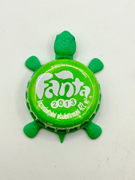 Fanta Lime Green 2013 - Bottle Cap Magnet Turtle Shell Shocked Art