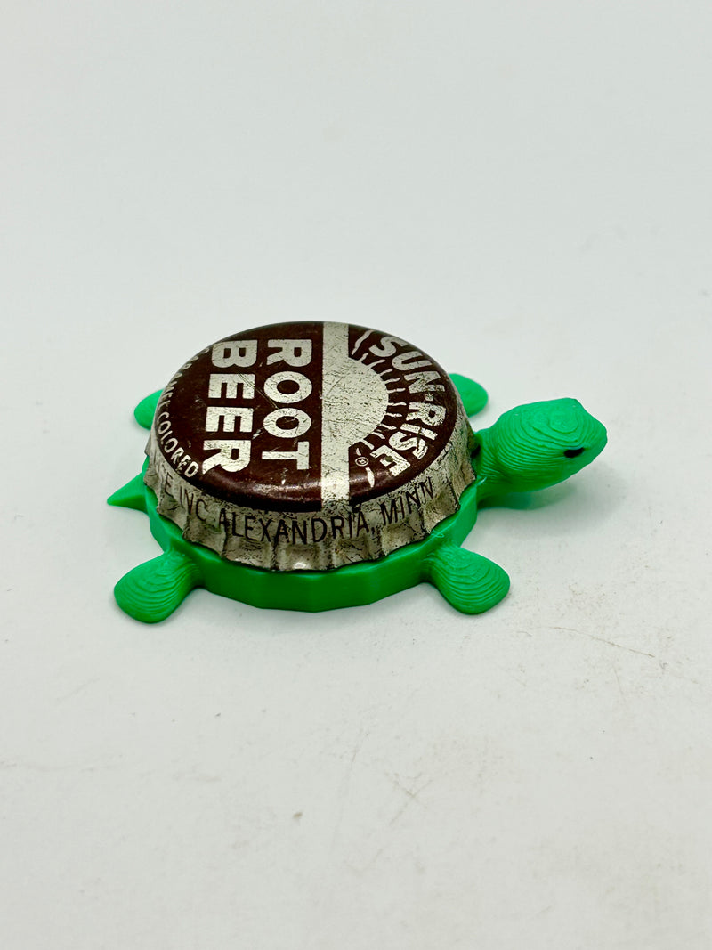 Sun Rise Root Beer - Bottle Cap Magnet Turtle Shell Shocked Art