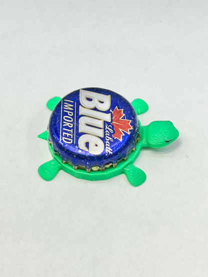 Labatt Blue Imported - Bottle Cap Magnet Turtle Shell Shocked Art