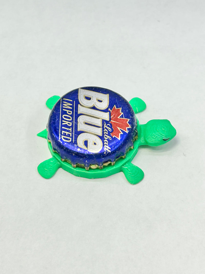 Labatt Blue Imported - Bottle Cap Magnet Turtle Shell Shocked Art