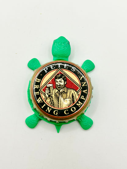 Pete's Brewing Co - Bottle Cap Magnet Turtle Shell Shocked Art