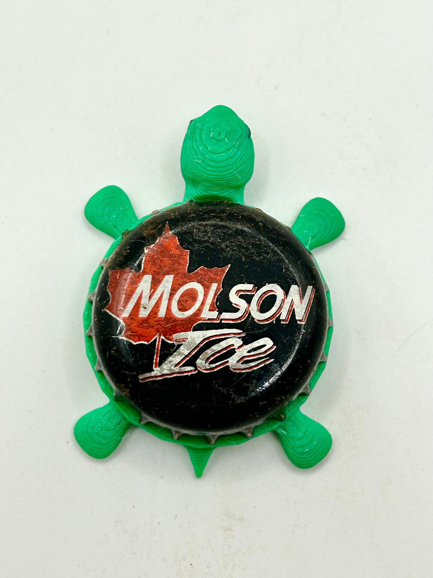 Molson Ice (Red Leaf) - Bottle Cap Magnet Turtle Shell Shocked Art