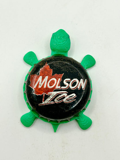 Molson Ice (Red Leaf) - Bottle Cap Magnet Turtle Shell Shocked Art