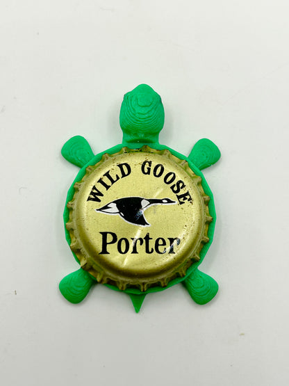 Wild Goose Porter - Bottle Cap Magnet Turtle Shell Shocked Art