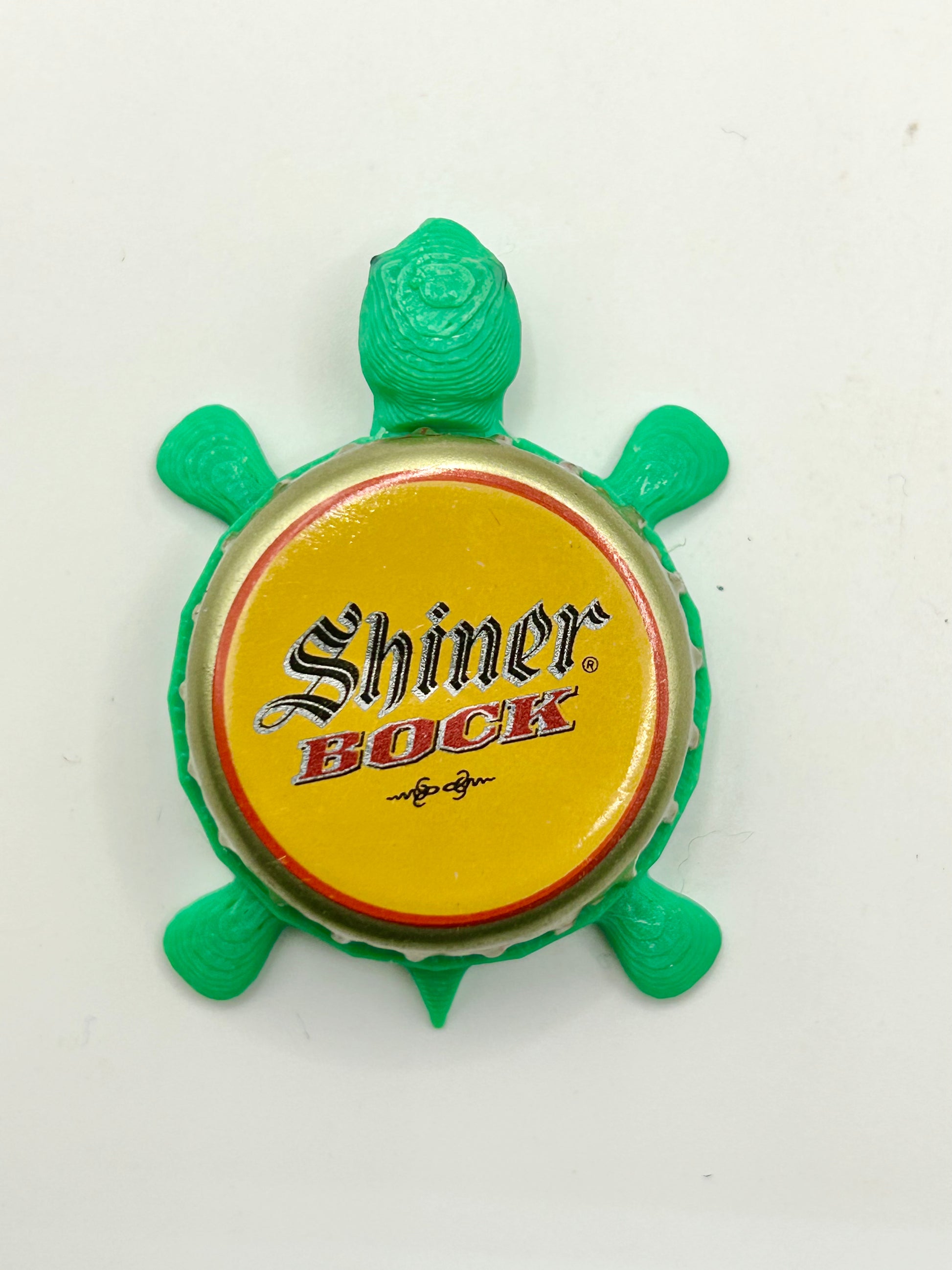 Shiner Bock Text (Vintage) - Bottle Cap Magnet Turtle Shell Shocked Art