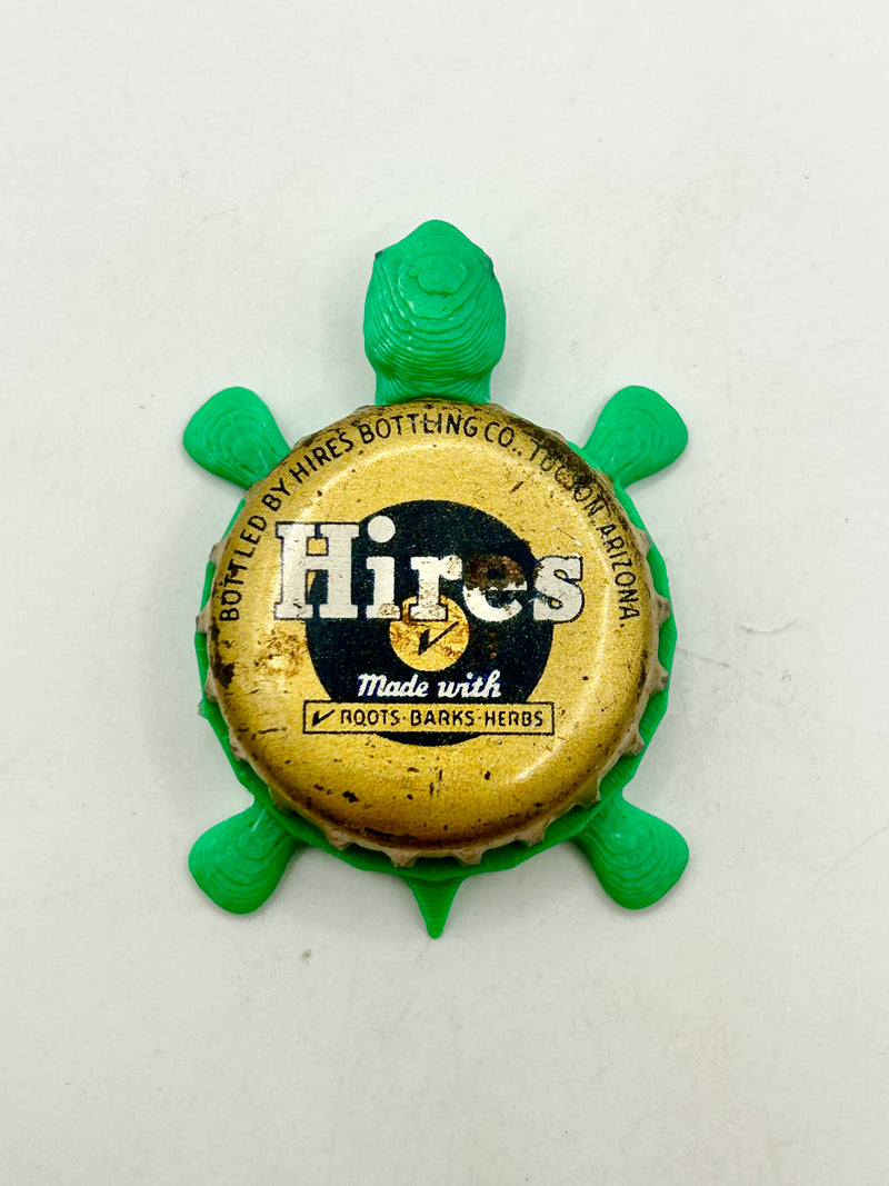 Hires Root Beer (Vintage, Gold) - Bottle Cap Magnet Turtle Shell Shocked Art