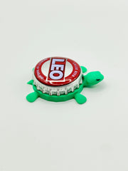 LEO Lager - Bottle Cap Magnet Turtle Shell Shocked Art