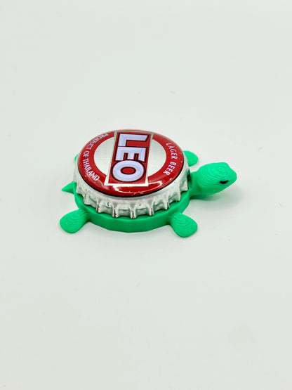 LEO Lager - Bottle Cap Magnet Turtle Shell Shocked Art