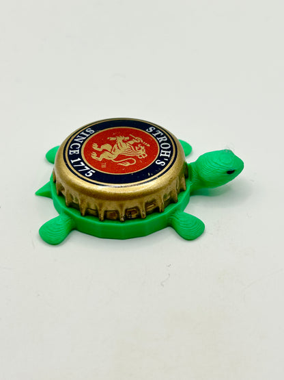 Stroh’s Beer - Bottle Cap Magnet Turtle Shell Shocked Art