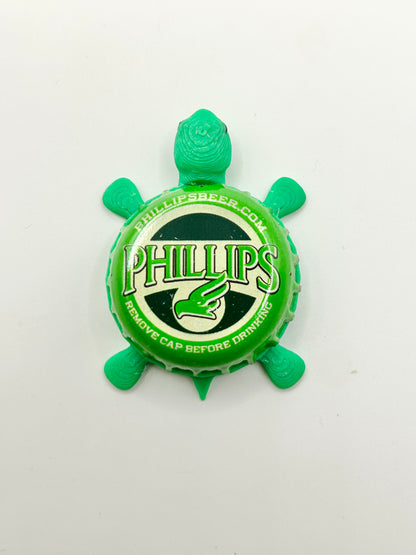 Phillips Beer - Bottle Cap Magnet Turtle Shell Shocked Art