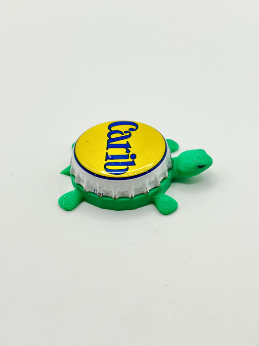 Carib Beer - Bottle Cap Magnet Turtle Shell Shocked Art