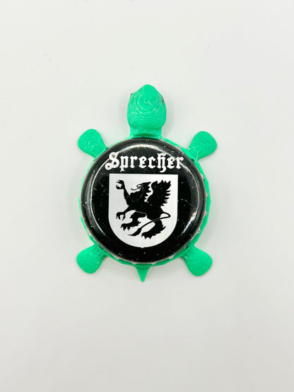 Sprecher (Black & White) - Bottle Cap Magnet Turtle Shell Shocked Art